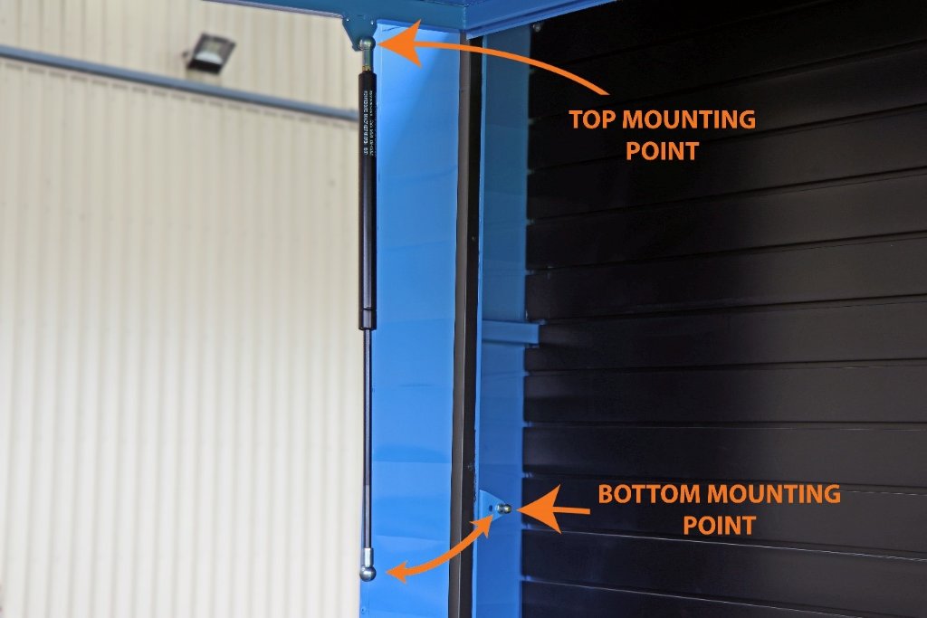 Image showing how to find the bottom mounting point of the gas strut