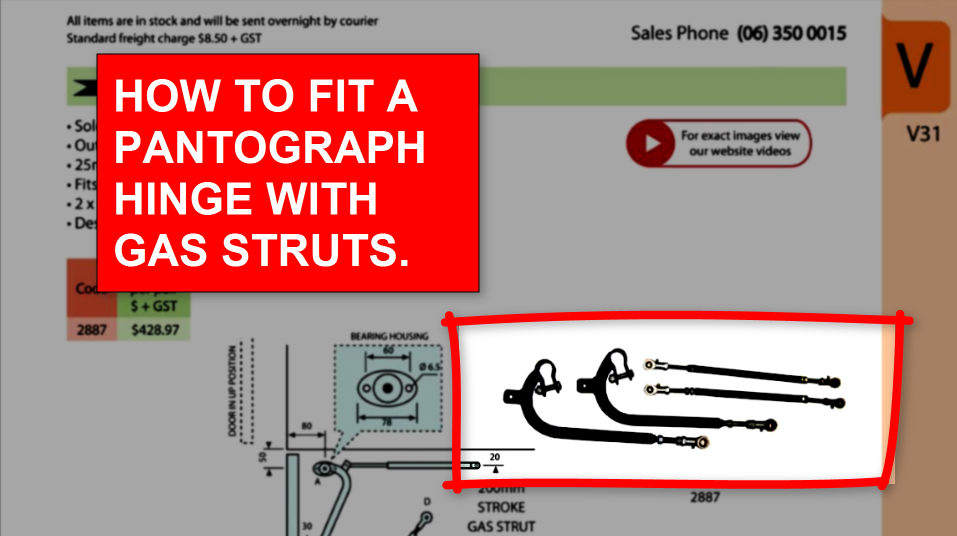 how to install a pantograph hinge with gas struts